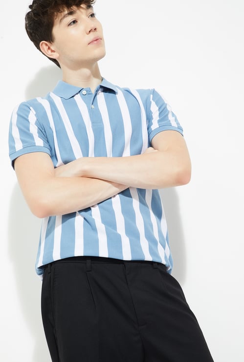 Men Striped Slim Fit Polo T-shirt