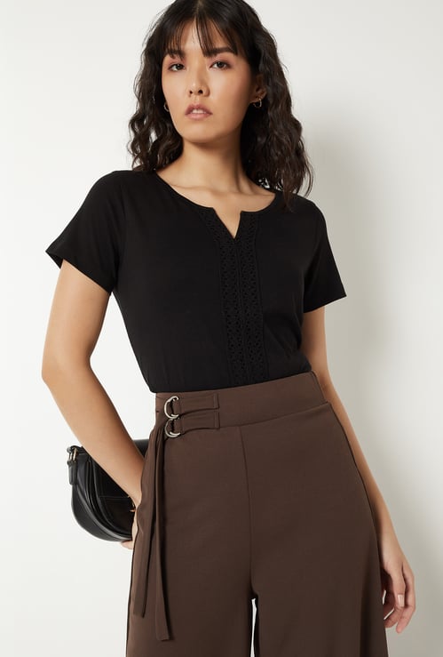 Women Crochet Panel Top