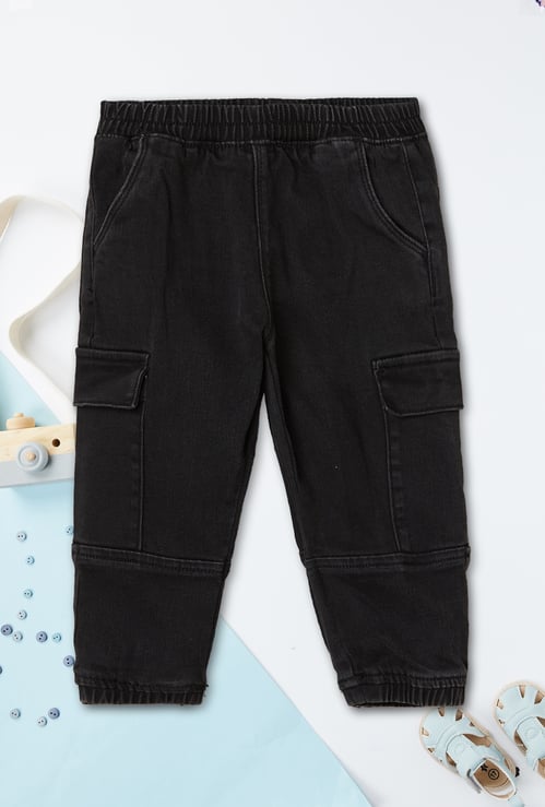 Boys Washed Denim Cargo Joggers