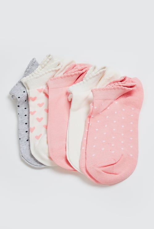 Girls Patterned Ankle Length Socks - Pack of 5