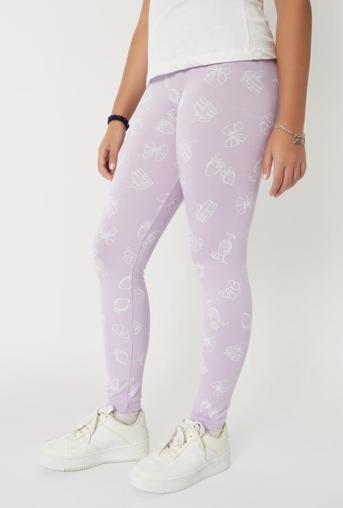 Girls Printed Elasticated Leggings
