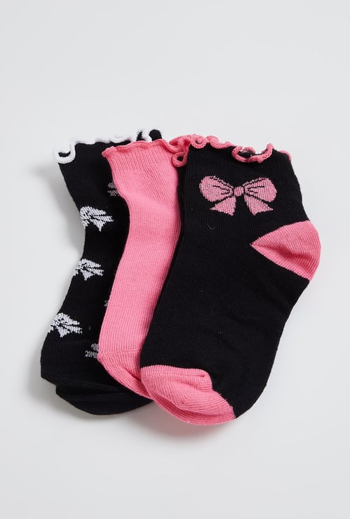 Girls Patterned Ankle Length Socks - Pack of 3