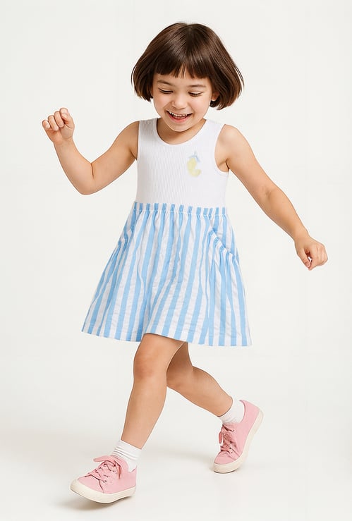 Girls Striped A-line Dress