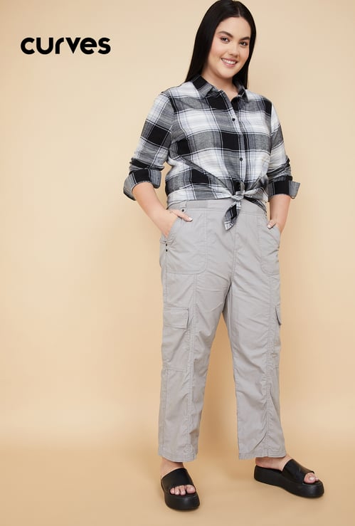 Women Solid Cargo Trousers