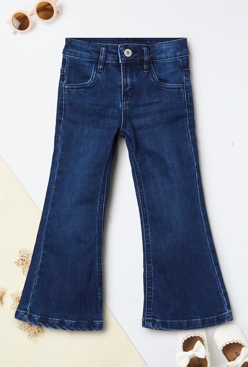 Girls Washed Flared Jeans