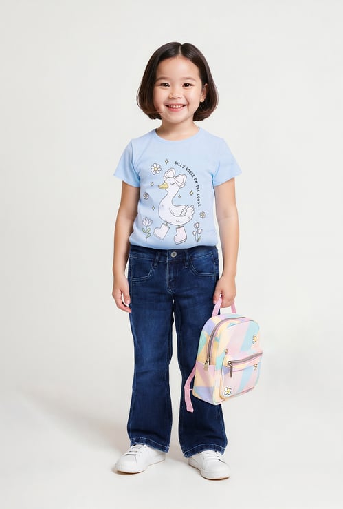 Girls Washed Flared Jeans