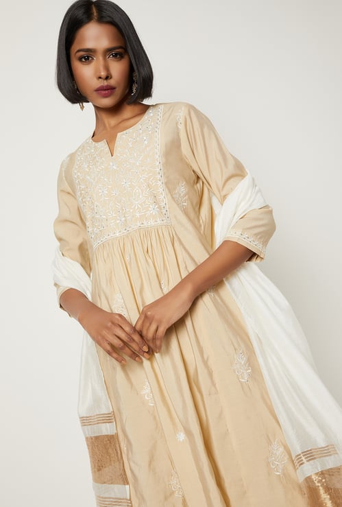 Women Embroidered A-line Kurta Set