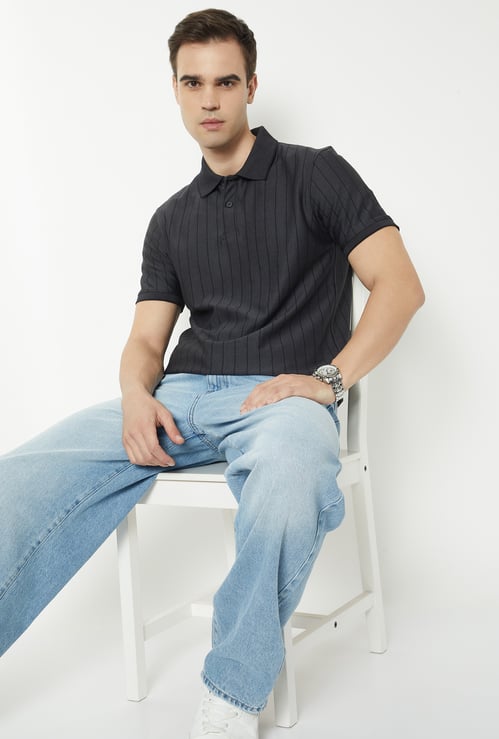 Men Striped Polo T-shirt