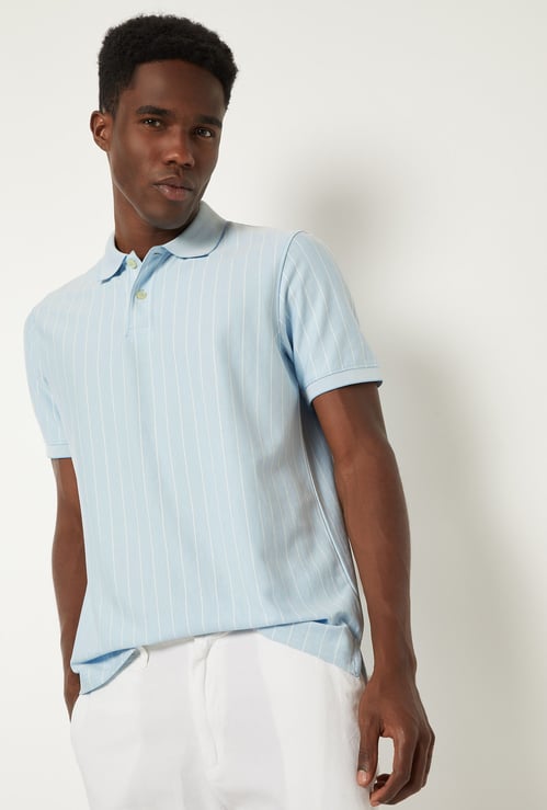 Men Striped Polo T-shirt