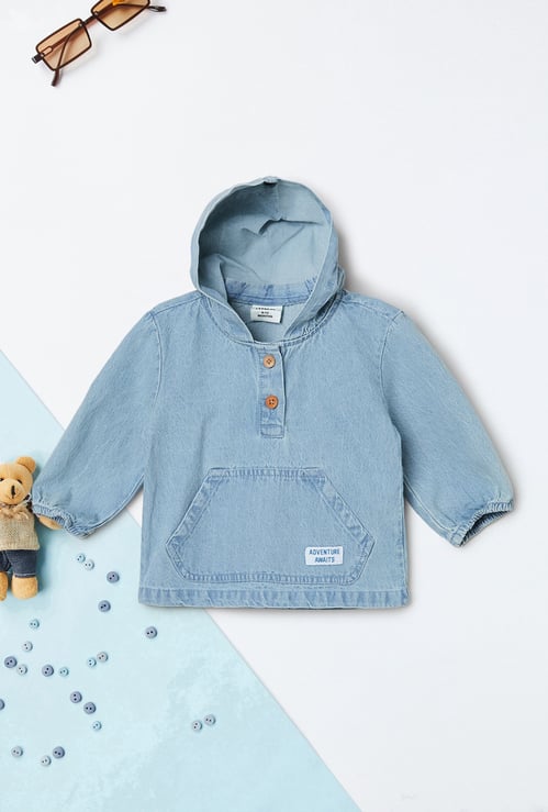 Boys Washed Hooded Denim Shirt