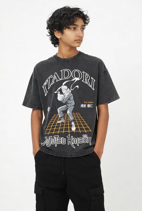 Boys Jujutsu Kaisen Print Oversized T-shirt