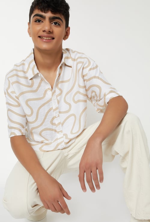 Boys Printed Oversized Resort Shirt