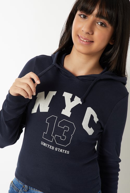 Girls Printed Hooded T-shirt