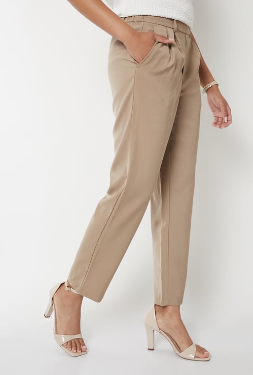 Women Solid Straight Fit Trousers