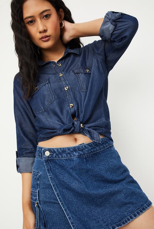 Women Washed Denim Shirt