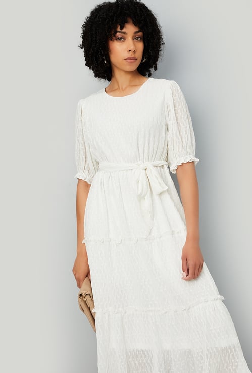 Women Swiss Dot Tiered Dress