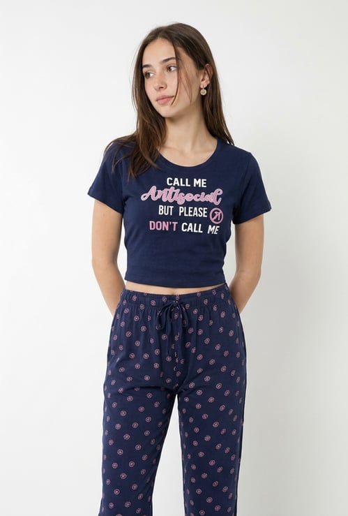 Women Printed T-shirt with Capri Set