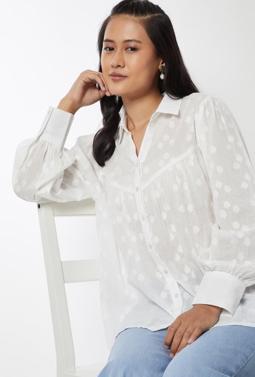 Women Embroidered Shirt-style Top