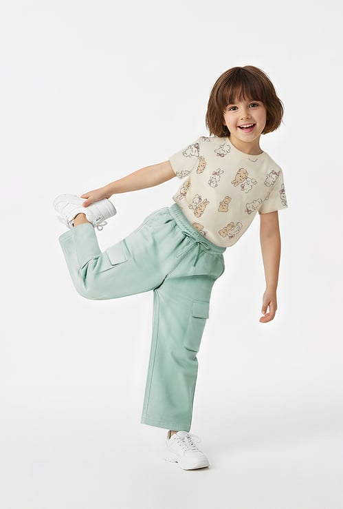 Girls Solid Cargo Track Pants
