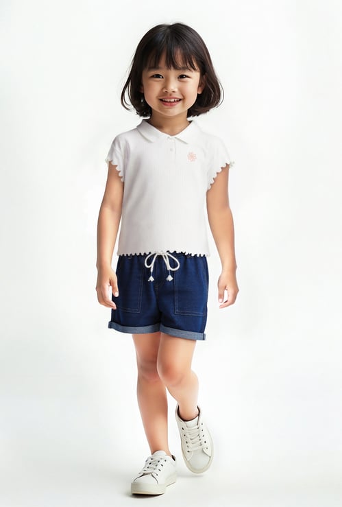Girls Knit Polo T-shirt