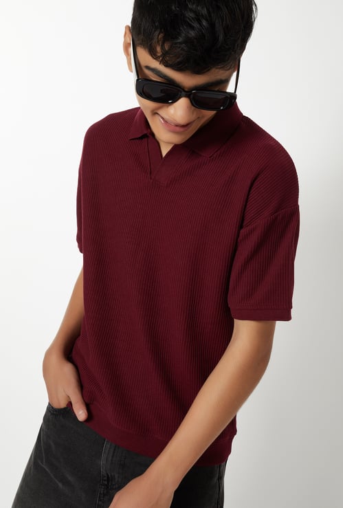 Boys Ribbed Polo T-shirt