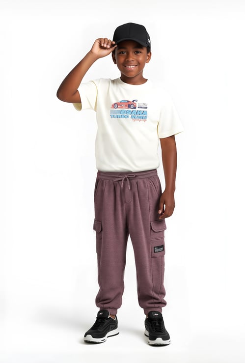 Boys Solid Cargo Joggers