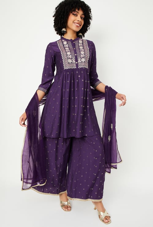 Women Embroidered A-line Kurta Set