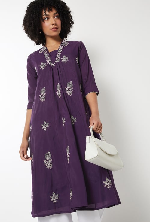 Women Embroidered A-line Kurta