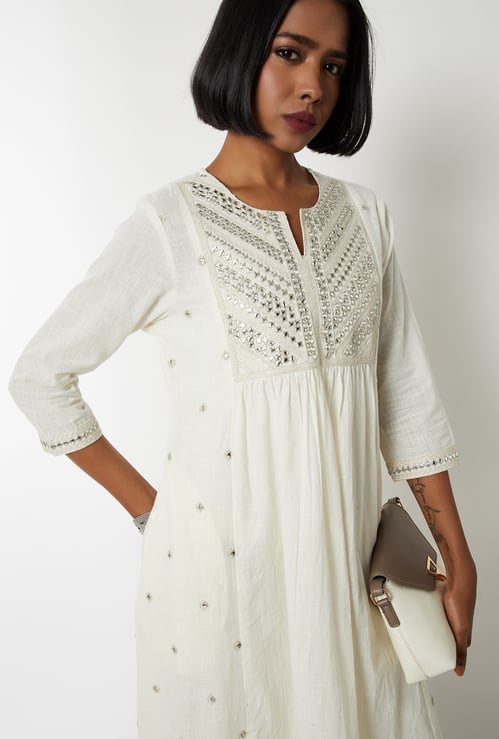 Women Embroidered A-line Kurta Set