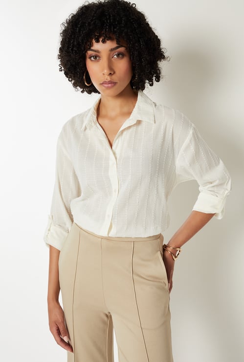 Women Embroidered Oversized Shirt