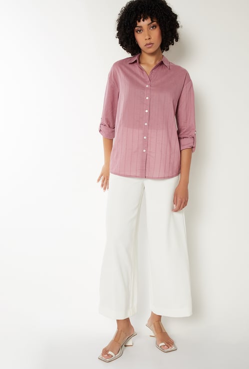 Women Embroidered Oversized Shirt