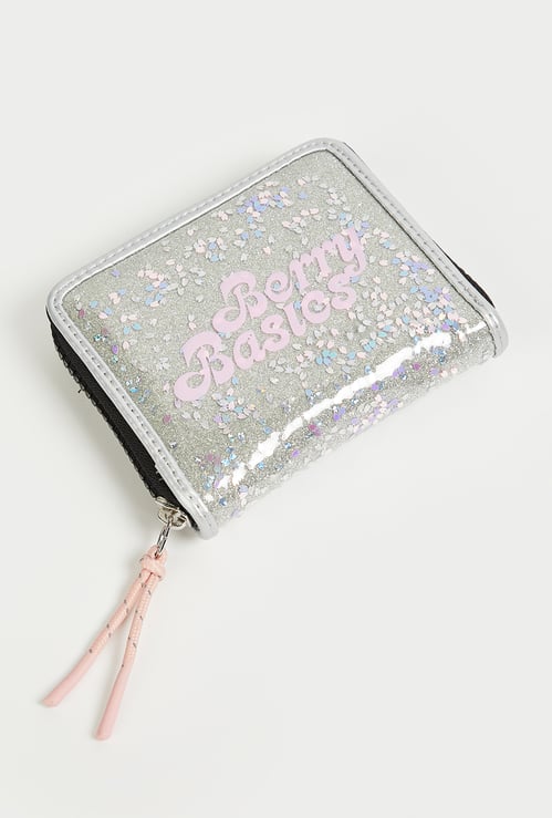 Women Glitter Zip Around Wallet