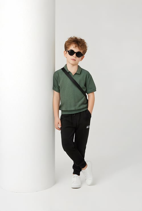 Boys Textured Polo T-shirt