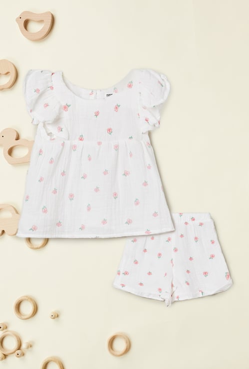 Girls Printed Shorts Set