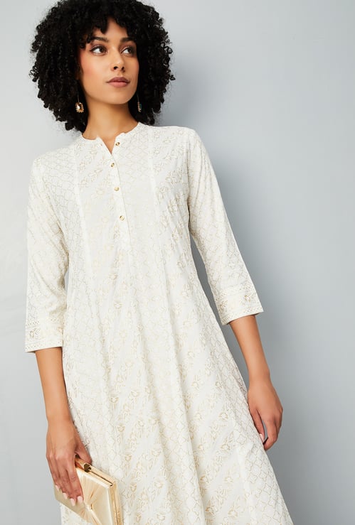 Women Foil Print Kalidar Kurta