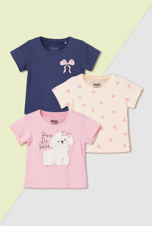 Girls Printed T-shirts - Pack of 3