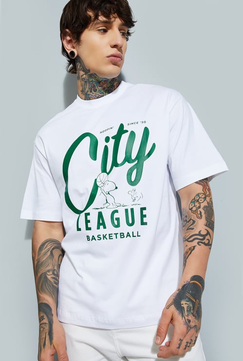 URB_N Men Snoopy Printed Oversized T-shirt