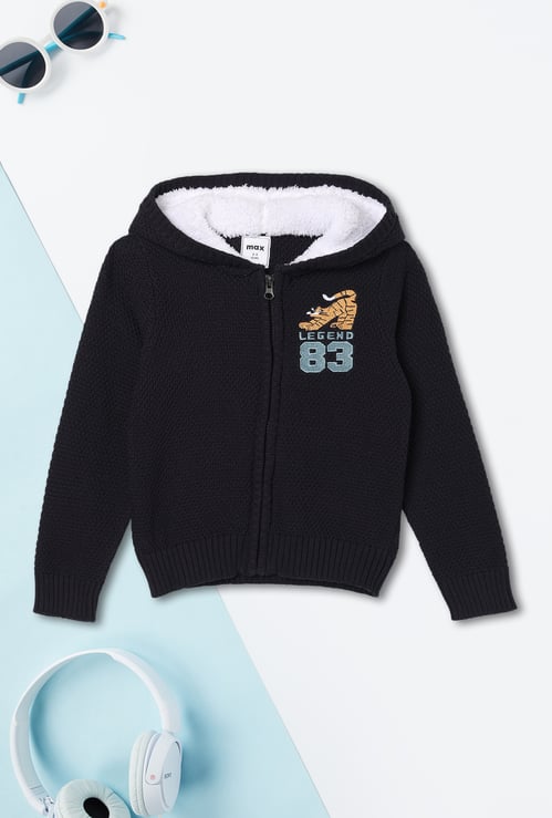 Boys Embroidered Hooded Sweater