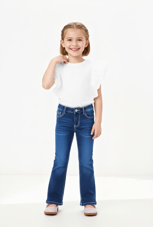Girls Washed Flared Jeans