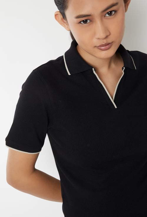 Women Knit Sports Polo T-shirt