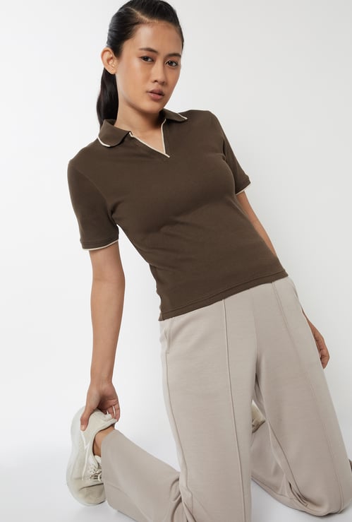 Women Knit Sports Polo T-shirt