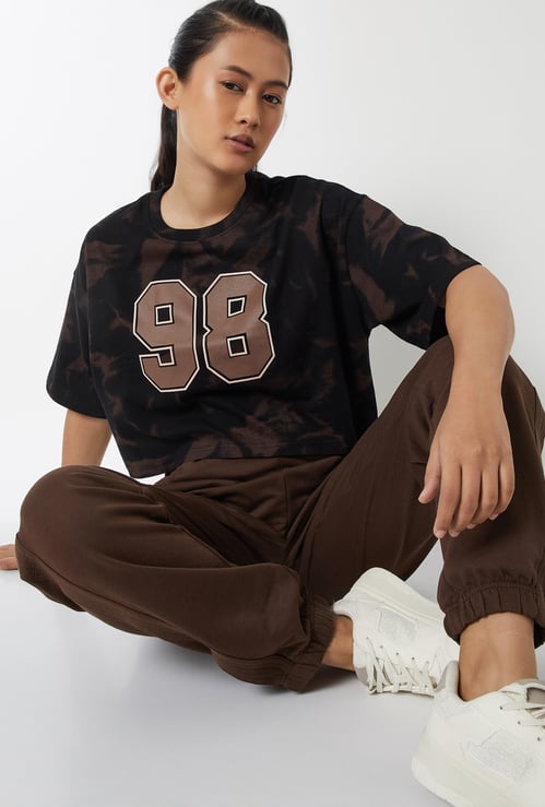 Women Printed Boxy Fit Sports Crop T-shirt