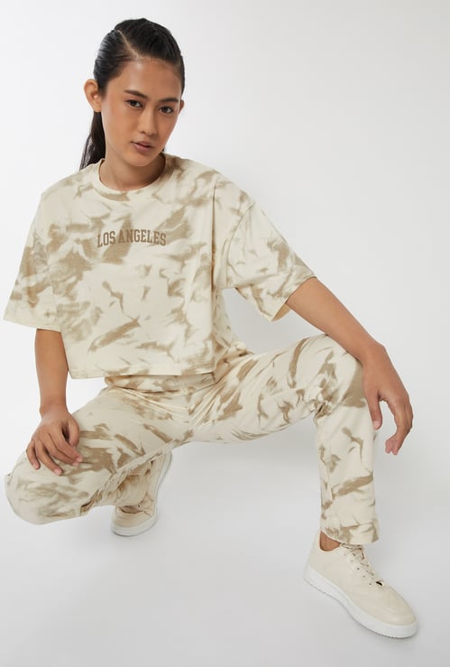 Women Printed Boxy Fit Sports Crop T-shirt