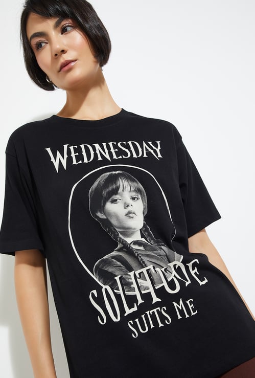 ALAYA F x URB_N Women Wednesday Print Oversized T-shirt