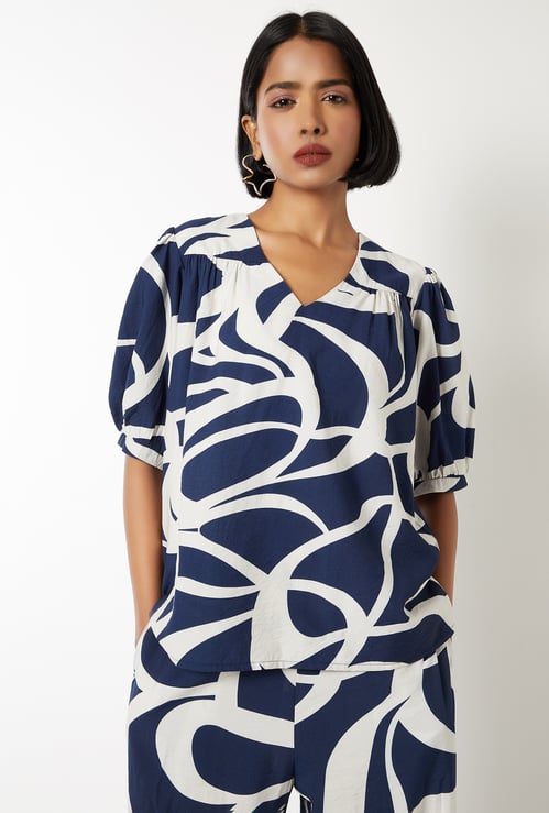 Women Printed Puffed Sleeve Top
