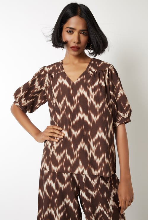 Women Printed Puffed Sleeve Top