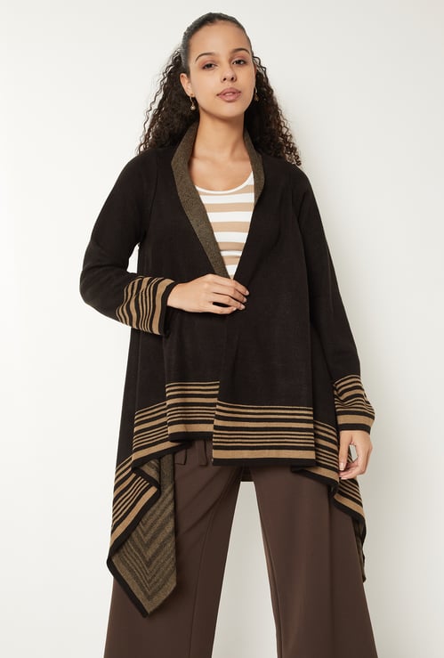 Women Striped Waterfall Shrug