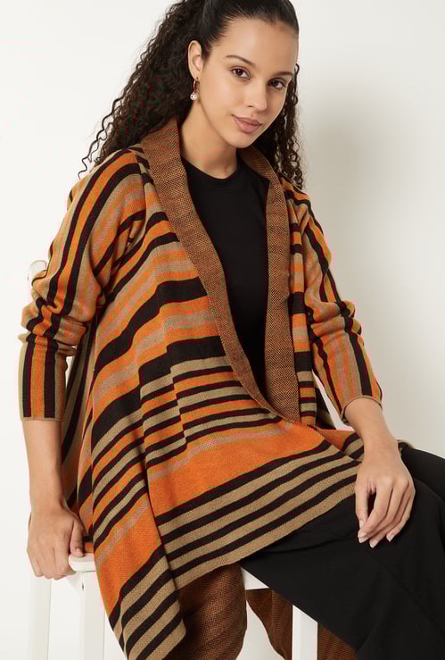 Women Striped Waterfall Shrug