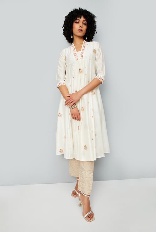 Women Embroidered A-line Kurta