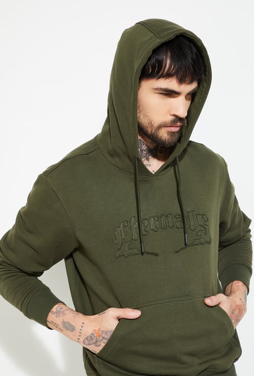 URB_N Men Embroidered Hooded Sweatshirt